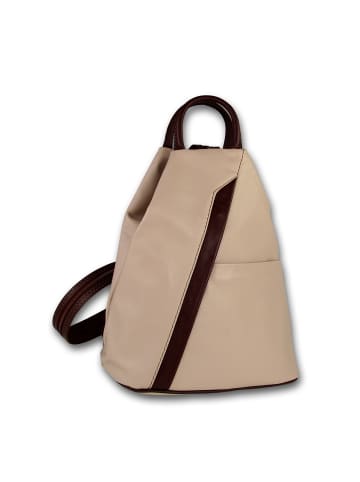 Toscanto Leder Cityrucksack, Schultertasche Toscanto Rucksack rosa, braun ca. 26cm