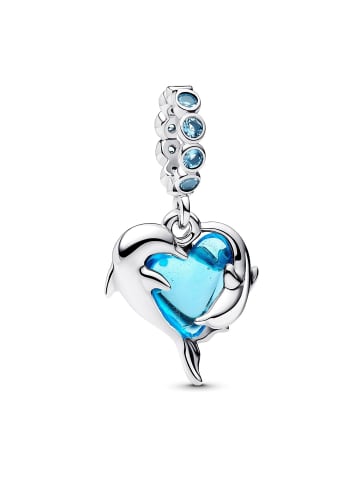 Pandora Silber Charm-Anhänger Blaue Muranoglas Delfine