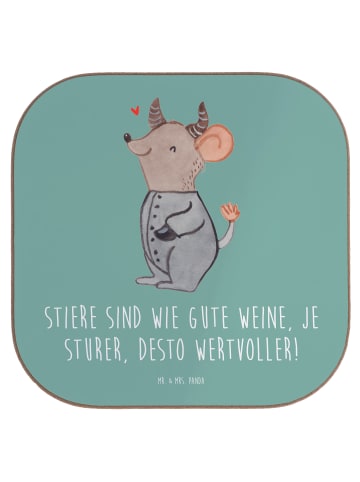 Mr. & Mrs. Panda Untersetzer Gläser Sturer Stier mit Spruch in Meeresbrise