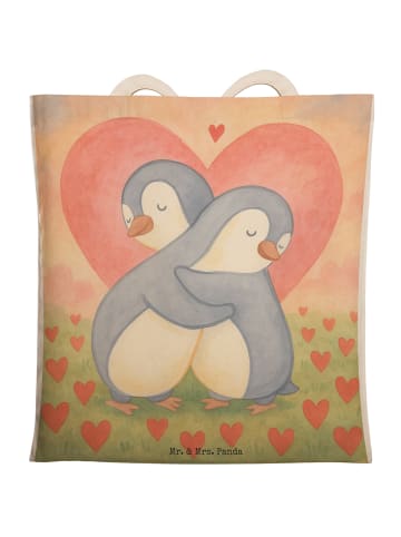 Mr. & Mrs. Panda Einkaufstasche Pinguine Kuscheln Design ohne Sp... in Weiß