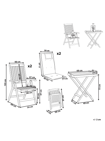 Beliani 5-tlg Bistro Set AMANTEA in Braun/Blau