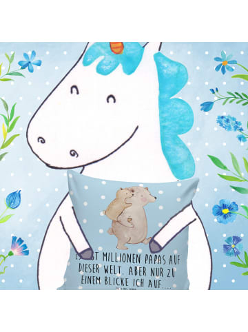 Mr. & Mrs. Panda 40 x 40 Kissen Papa Bär mit Spruch in Blau Pastell