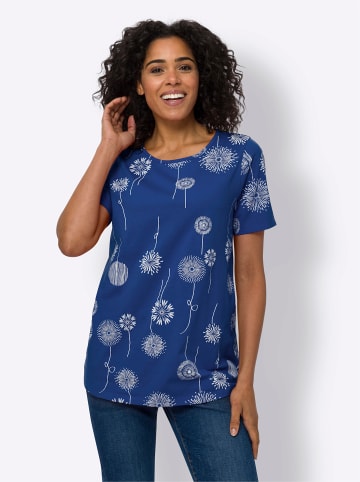 Sieh an! Longshirt in royalblau-weiß-bedruckt