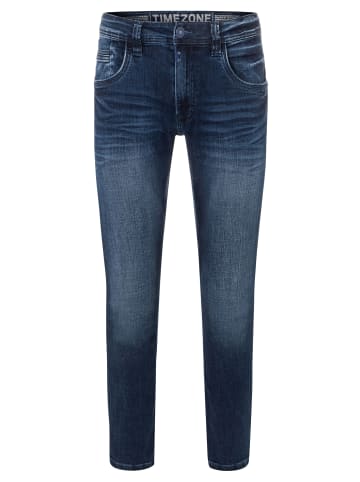 Timezone Regular Jeans Hose 5-Pocket Denim Pants Reißverschluss in Blau