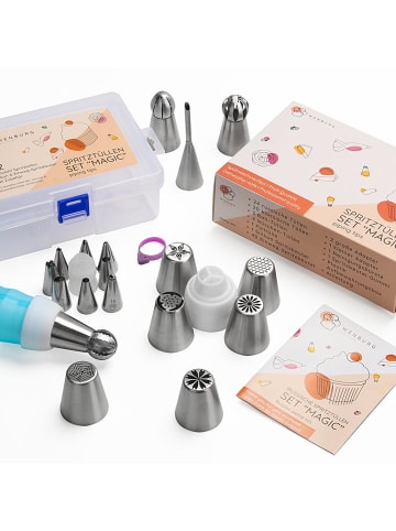 Wenburg Torten-Dekoratiosset 100er-Set Spritztüllen Zubehör Silber