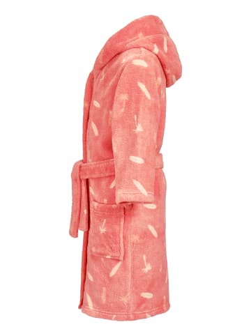 Playshoes Fleece-Bademantel Surfbrett Palmen in rosa
