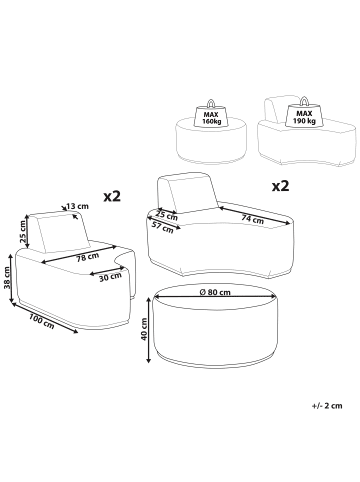 Beliani 5-tlg Sitzgruppe FABRO in Grau