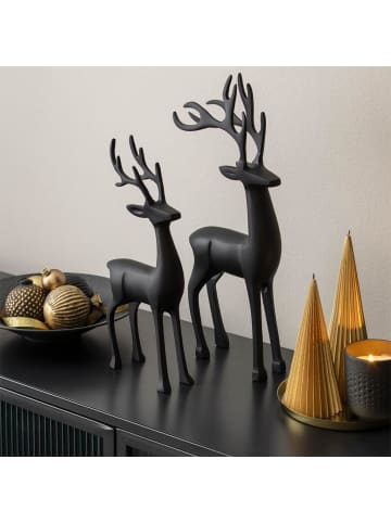 Villeroy & Boch 2er Set Dekofiguren Hirschpaar Christmas Chic in Schwarz 36 cm / 44 cm in schwarz