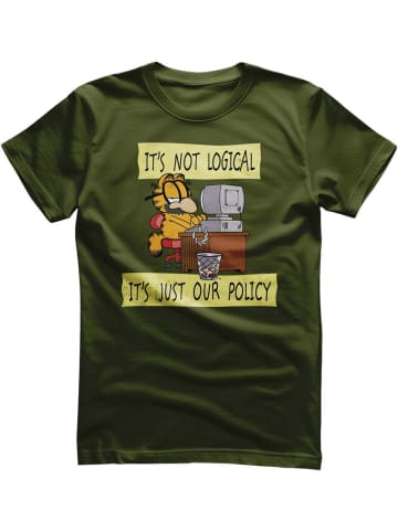 Garfield T-Shirt "It's Not Logical It's Just Our Policy T-Shirt" in Grün