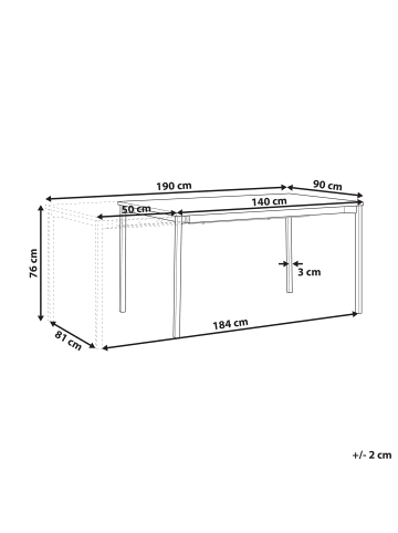 Beliani Esszimmertisch AVIS in Schwarz - (W) 90 x (H) 76 x (L) 140 cm