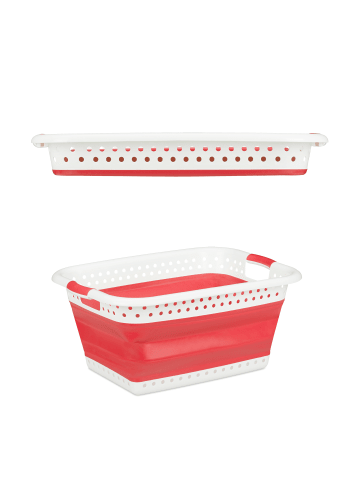 relaxdays Wäschekorb in Rot - (B)61 x (H)27 x (T)45,5 cm
