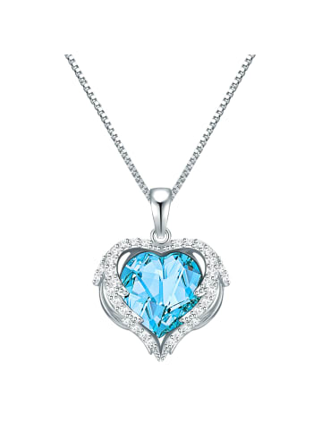 Rafaela Donata Halskette Herz Sterling Silber verziert mit Kristallen von Swarovski® in aquamarin