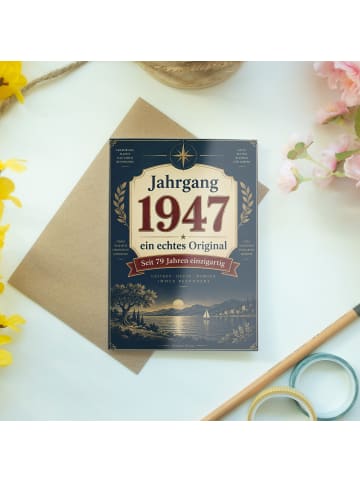 Geburtstagskarte 79. Geburtstag Zahl elegant De... in Weiß