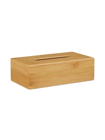 relaxdays 2 x Kosmetiktücherbox in Natur - (B)27,5 x (H)8,5 x (T)15,5 cm