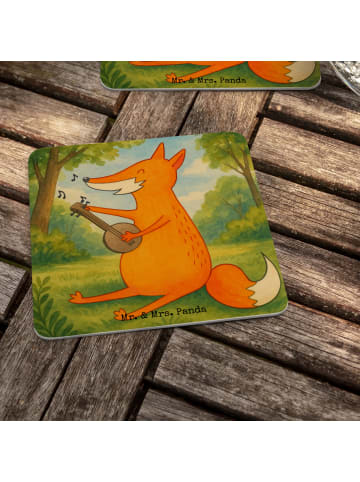 Mr. & Mrs. Panda Tassenuntersetzer Fuchs Gitarre Design ohne Spruch in Weiß