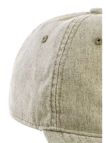 Camel Active Cap aus Baumwoll-Leinen-Mix in Olivgrün