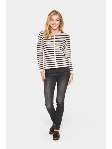 SAINT TROPEZ Strickjacke MilaSZ Gerade Passform in Gray Morn Mila Stripe