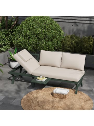 ABRIHOME Outdoor Sofa in Grün 3-Sitzer mit Kopfstütze und Beistelltisch
