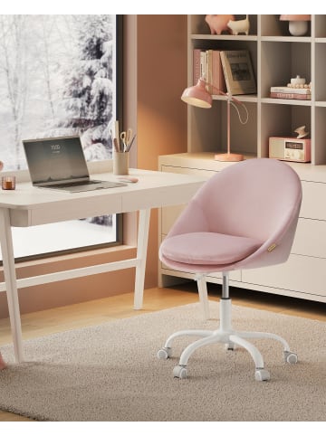 SONGMICS Bürostuhl Lenna in Pastellrosa - (B)60 x (H)(80-90) x (T)60 cm