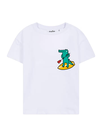 SATURNDAY T-Shirt mit Krokodil Print in Weiß