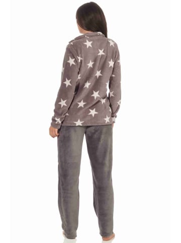 NORMANN Hausanzug Coralfleece Sterne - 51184 in grau