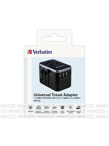 Verbatim Verbatim UTA-04 Reiseadapter 61W USB-C/USB-A Schwarz