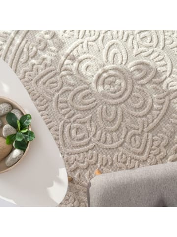 KADIMA DESIGN Teppich Kurzflor Struktur Unifarben Wohnzimmer in Creme