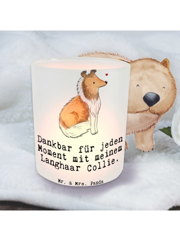 Mr. & Mrs. Panda Windlicht Glas Langhaar Collie Moment mit Spruch in Transparent