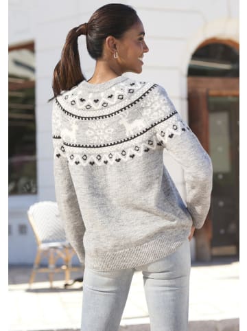 LASCANA Norwegerpullover in grau meliert