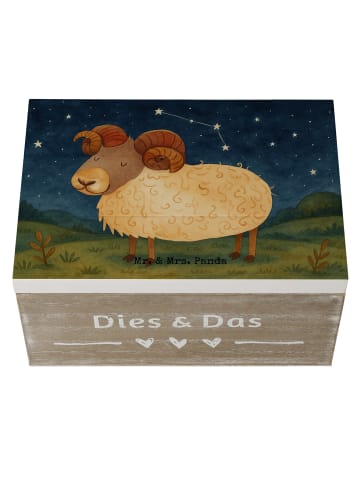 Mr. & Mrs. Panda Holzkiste Sternzeichen Widder Design ohne Spruch in Weiß