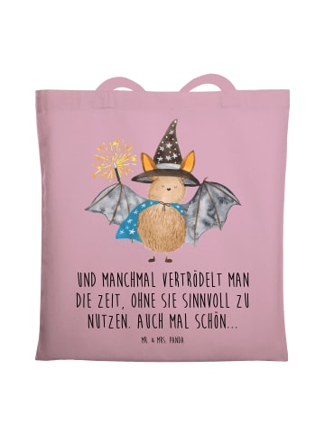 Mr. & Mrs. Panda Strandtasche Fledermaus Zauberer mit Spruch in Rosa Pastell