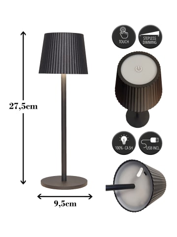 Coen Bakker LED Tischlampe dimmbar Innen & Außen 27,5x9,5cm in Anthrazit