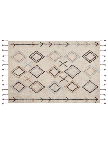 Beliani Geflochtener Teppich CORUM in Beige/Braun/Blau - (W) 160 x (H) 1.5 x (L) 230 cm