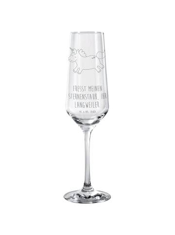 Mr. & Mrs. Panda Sektglas Einhorn Happy mit Spruch in Transparent