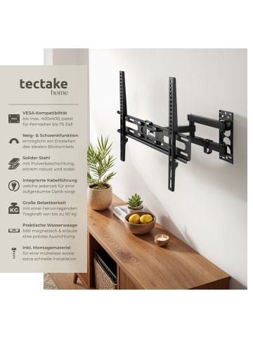 tectake Fernseherhalterung für 26-75 Zoll (66-191 cm), max. VESA 400 x 400