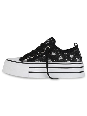 VAN HILL Plateau Sneaker Sarah in Schwarz Denim