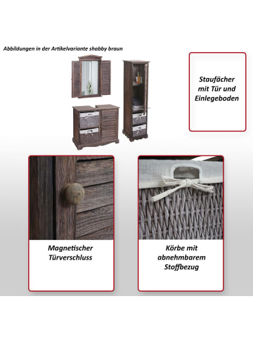 MCW Badezimmerset H20 1 Hochschrank und 1 Waschbeckenunterschrank, Shabby braun
