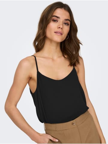 ONLY Top ohne Ärmel Klassisches Rundhals Tanktop in Schwarz