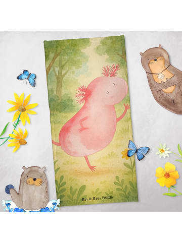 Mr. & Mrs. Panda Badehandtuch Axolotl Tanzen Design ohne Spruch in Grau Pastell