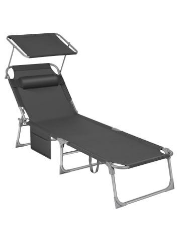 SONGMICS Gartenliege Sandy in Dunkelgrau - (B)53 x (H)29 x (T)193 cm