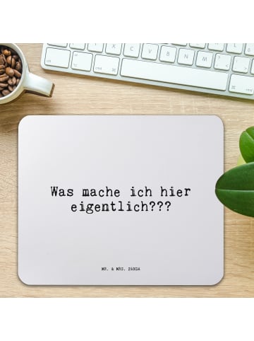 Mr. & Mrs. Panda Maus-Pad Was mache ich hier... mit Spruch in Aquarellblau