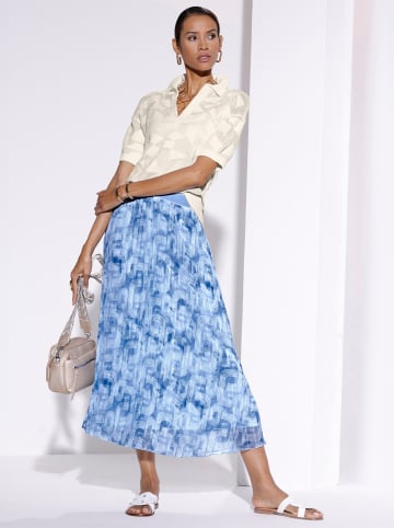 creation L Plissee-Rock in himmelblau-ecru-bedruckt