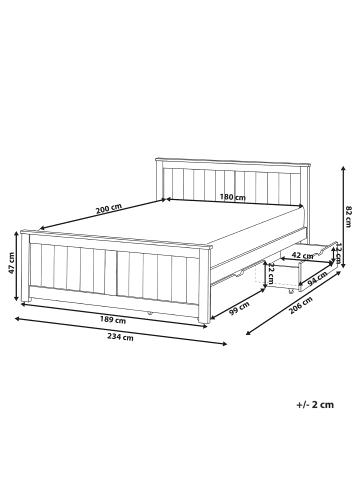 Beliani 3-tlg Doppelbett SABRAN in Weiß