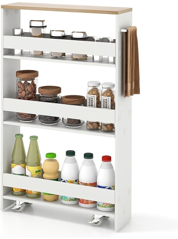 COSTWAY 4 Ebenen Nischenregal auf Rollen in Weiß