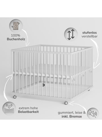 Sämann Sämann Laufgitter mit Schlupfsprossen - weiß mit Matratze