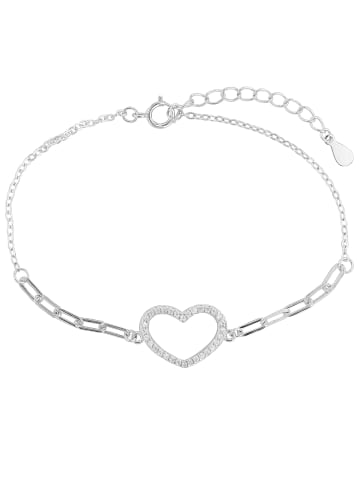 Adeliás Damen Armband Herz aus 925 Silber mit Zirkonia 17+3 cm in silber