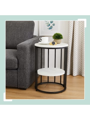 Beistelltisch in Weiß/ Schwarz - (H)57 x ø 40 cm