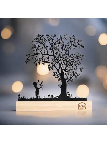 UNUS Aufsteller Baum mit Kindern auf einer Schaukel in Schwarz