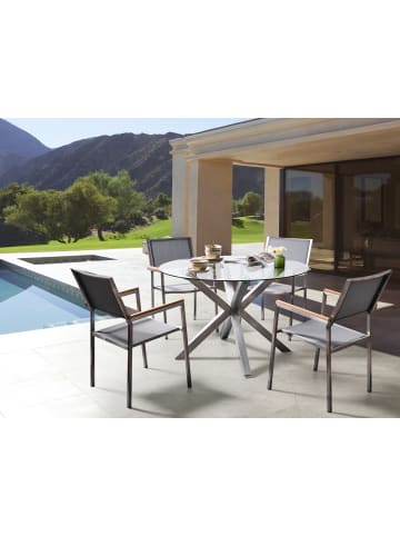 Beliani 5-tlg Gartentisch Set MALETTO/GROSSETO in Silber/Transparent/Braun