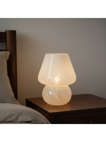 relaxdays Tischlampe "Pilz" in Weiß - (H)24 x Ø 16 cm